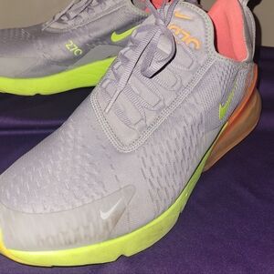 Nike Airmax 270  Gray Volt Orange Mens Athletic Shoes